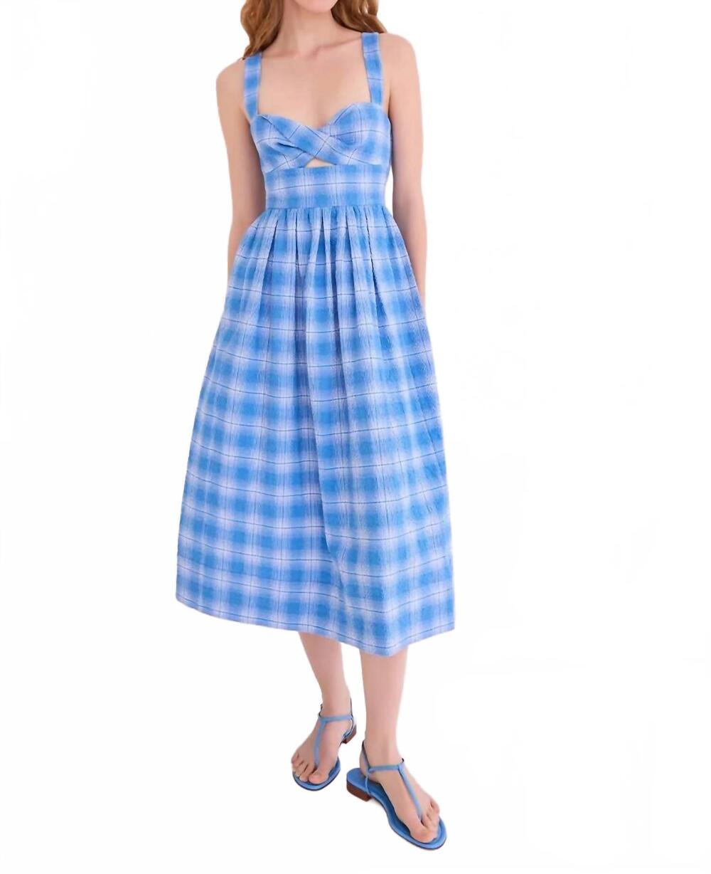 NEW CARA CARA clover midi dress in blue plaid